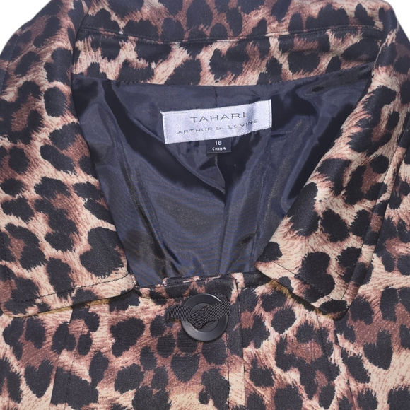 VTG Women's Tahari ASL Blazer, Size 18, Brown Leopard Print Snap Button - Picture 5 of 8